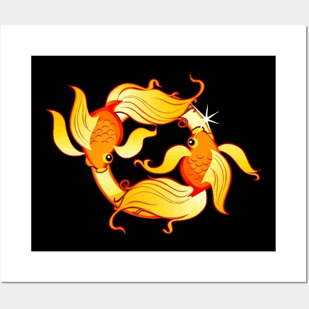 Golden Pisces Wall Art by Shawnsonart